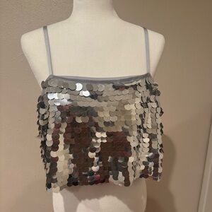 Silver Sequin Crop Top